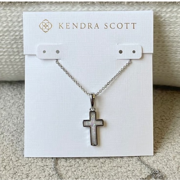 Kendra Scott Silver Iridescent Cross Necklace - Picture 2 of 3